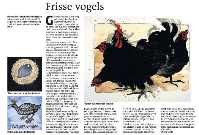 Press clipping — Natuur Fryslian Museum, Leeuwarden